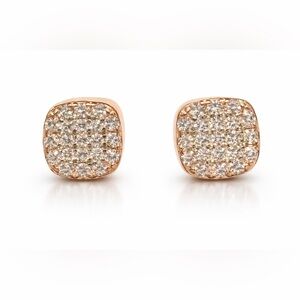 Rose Gold Over Silver 1 CTW Moissanite Pavé Stud Earrings – Screw Back